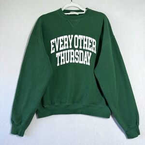 Every Other Thursday Sweatshirt Medium Green Logo Spellout Crewneck Pullover